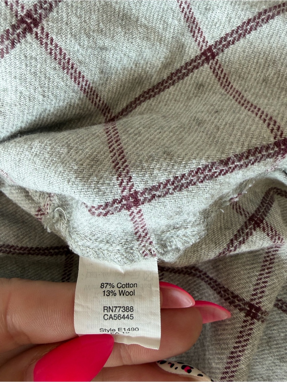Madewell Plaid Wool Blend Button Down Shirt XXS Cream Burgundy - Picture 7 of 7